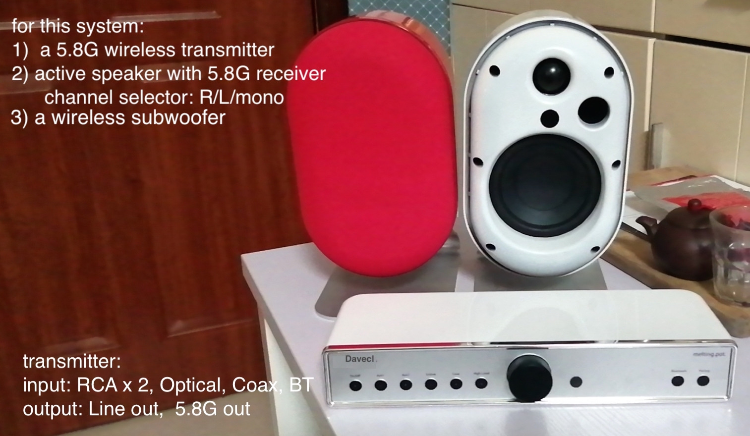 Davecl 5.8g Haut-parleur sans fil