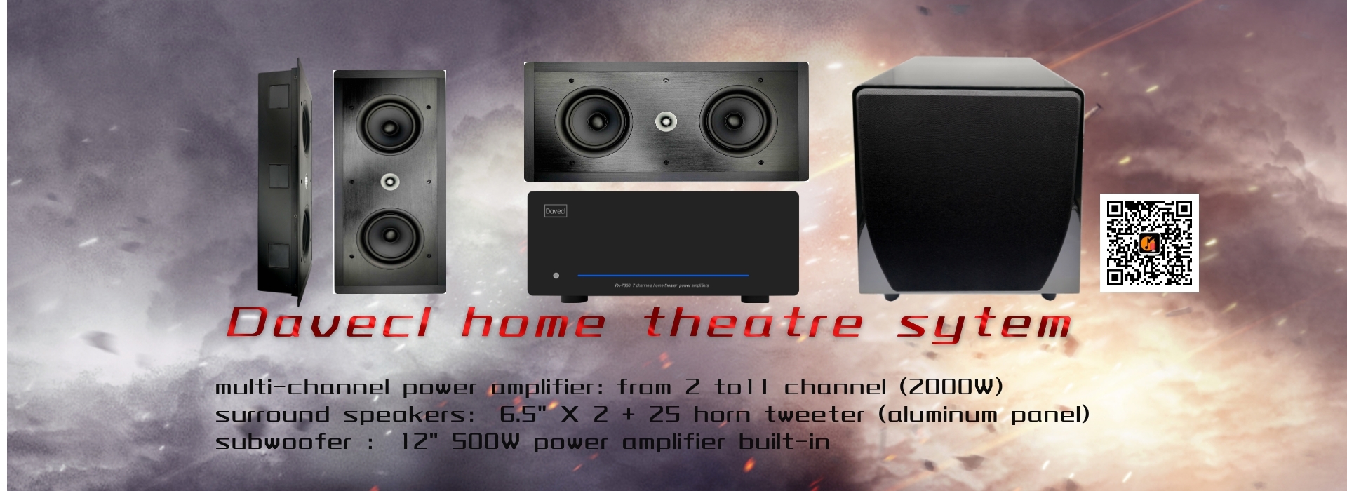 système de cinéma maison-amplificateur de puissance à 7 canaux-7 haut-parleurs surround-caisson de basses 12 pouces-système de haut-parleurs home cinéma