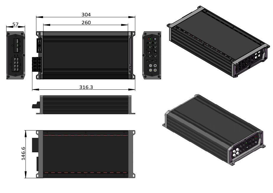 Amplificateur subwoofer marin 800 watts mart